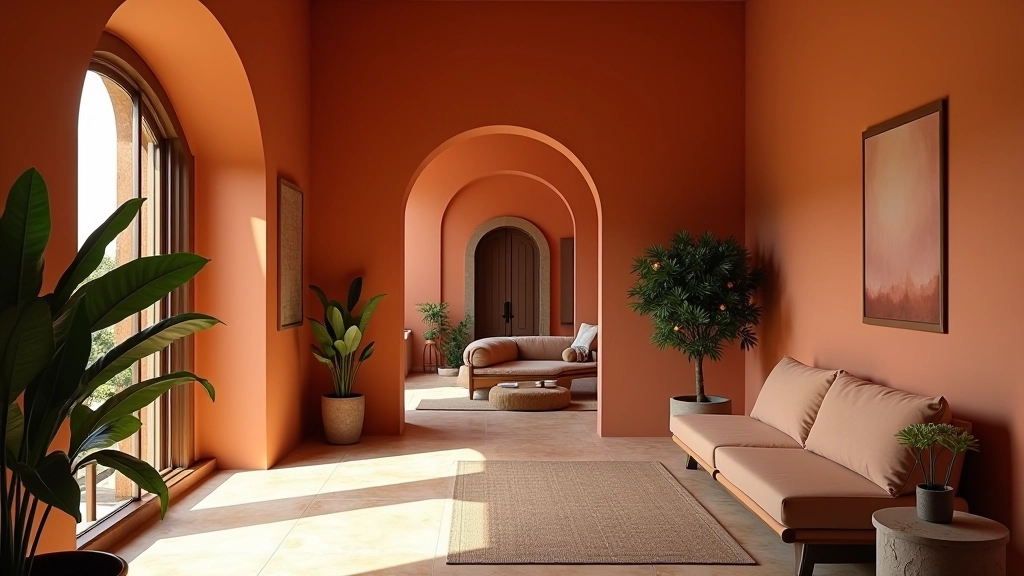 Interno di una casa italiana con tonalità mediterranee e colori caldi naturali