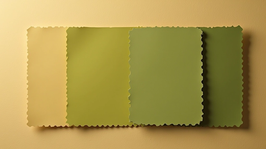 Campione di colore verde oliva su carta con texture naturale
