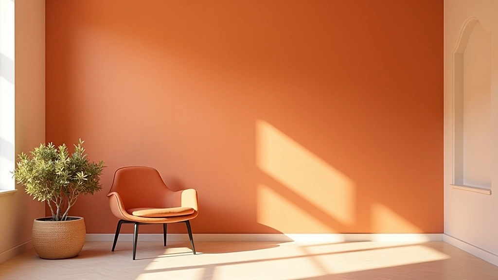 Parete con combinazione di colori caldi e freddi, contrasto cromatico in interior design